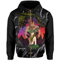 Polynesian Warrior Hula Girl Kanaka Hawaii Zip Hoodie - Polynesian Pride