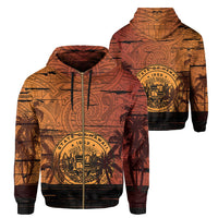 Hawaii Sunset Coat of arm Polynesian Hoodie (Zip up) Unisex Yellow - Polynesian Pride