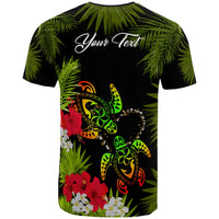Custom Hawaii Couple Turtle Hibiscus Tropical Valentine T Shirt Levi Style - Polynesian Pride