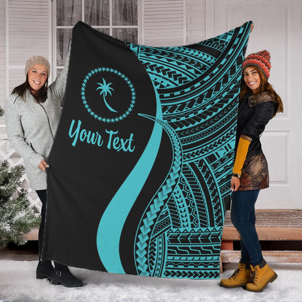 Chuuk Custom Personalised Premium Blanket - Turquoise Polynesian Tentacle Tribal Pattern White - Polynesian Pride