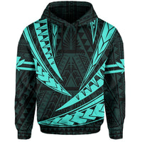 Polynesian Kakau Kanaka Maoli Map Hawaii Hoodie Turquoise - Polynesian Pride
