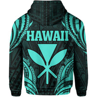 Polynesian Turtle Kanaka Maoli Hawaii Zip Hoodie Turquoise - Polynesian Pride