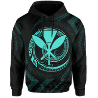 Polynesian Kanaka Shaka Map of Hawaii Hoodie Turquoise - Polynesian Pride