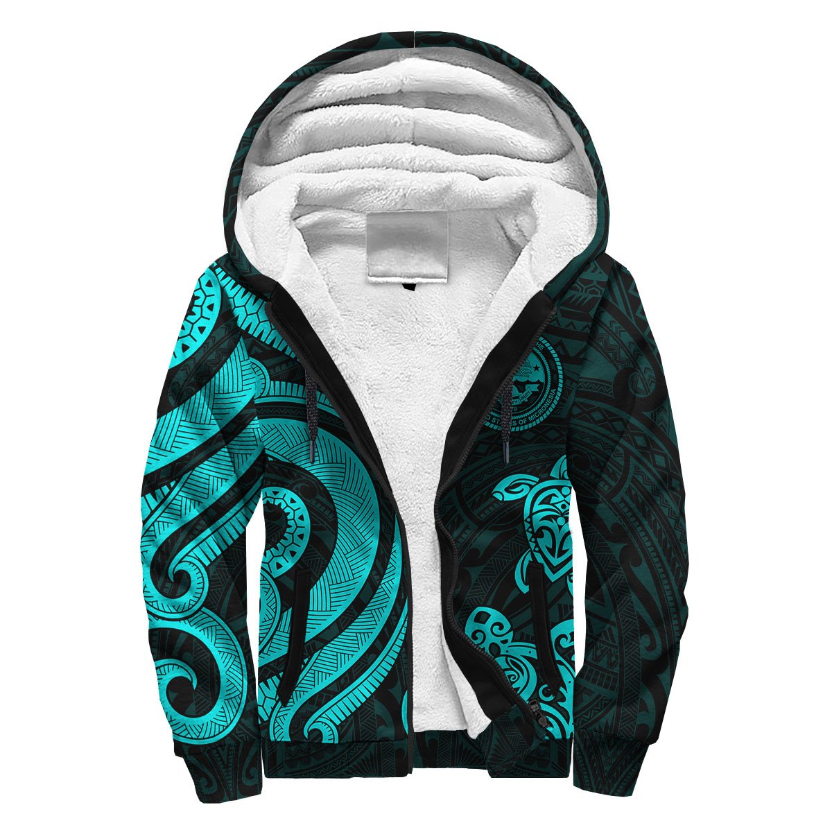 Federated States of Micronesia Sherpa Hoodie - Turquoise Tentacle Turtle Turquoise - Polynesian Pride