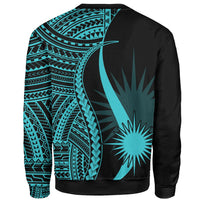 Marshall Islands Sweatshirt - Turquoise Polynesian Tentacle Tribal Pattern - Polynesian Pride