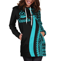 Vanuatu Women's Hoodie Dress - Turquoise Polynesian Tentacle Tribal Pattern - Polynesian Pride