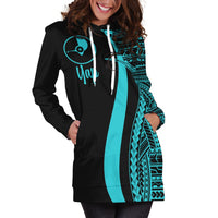 Yap Women's Hoodie Dress - Turquoise Polynesian Tentacle Tribal Pattern - Polynesian Pride