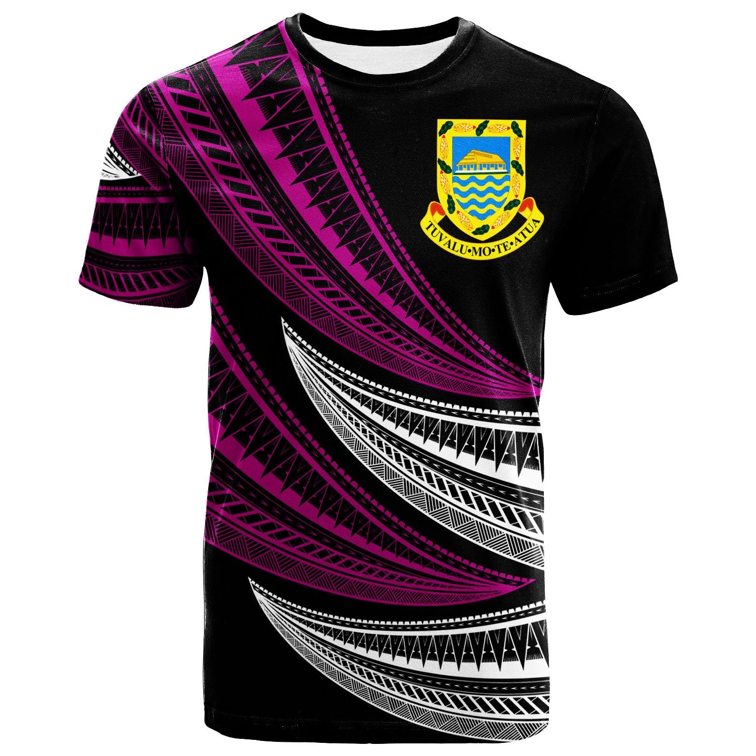 Tuvalu Custom T Shirt Wave Pattern Alternating Purple Color Unisex Purple - Polynesian Pride