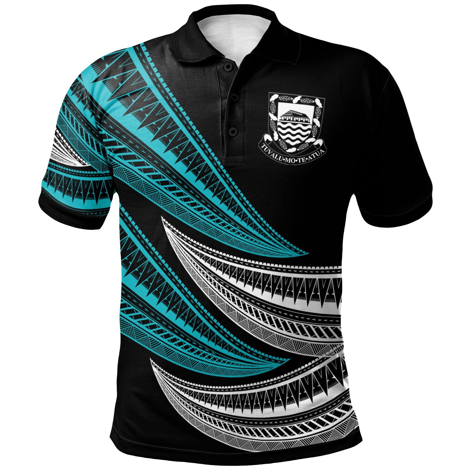 Tuvalu Custom Polo Shirt Wave Pattern Alternating Blue Color Unisex Blue - Polynesian Pride
