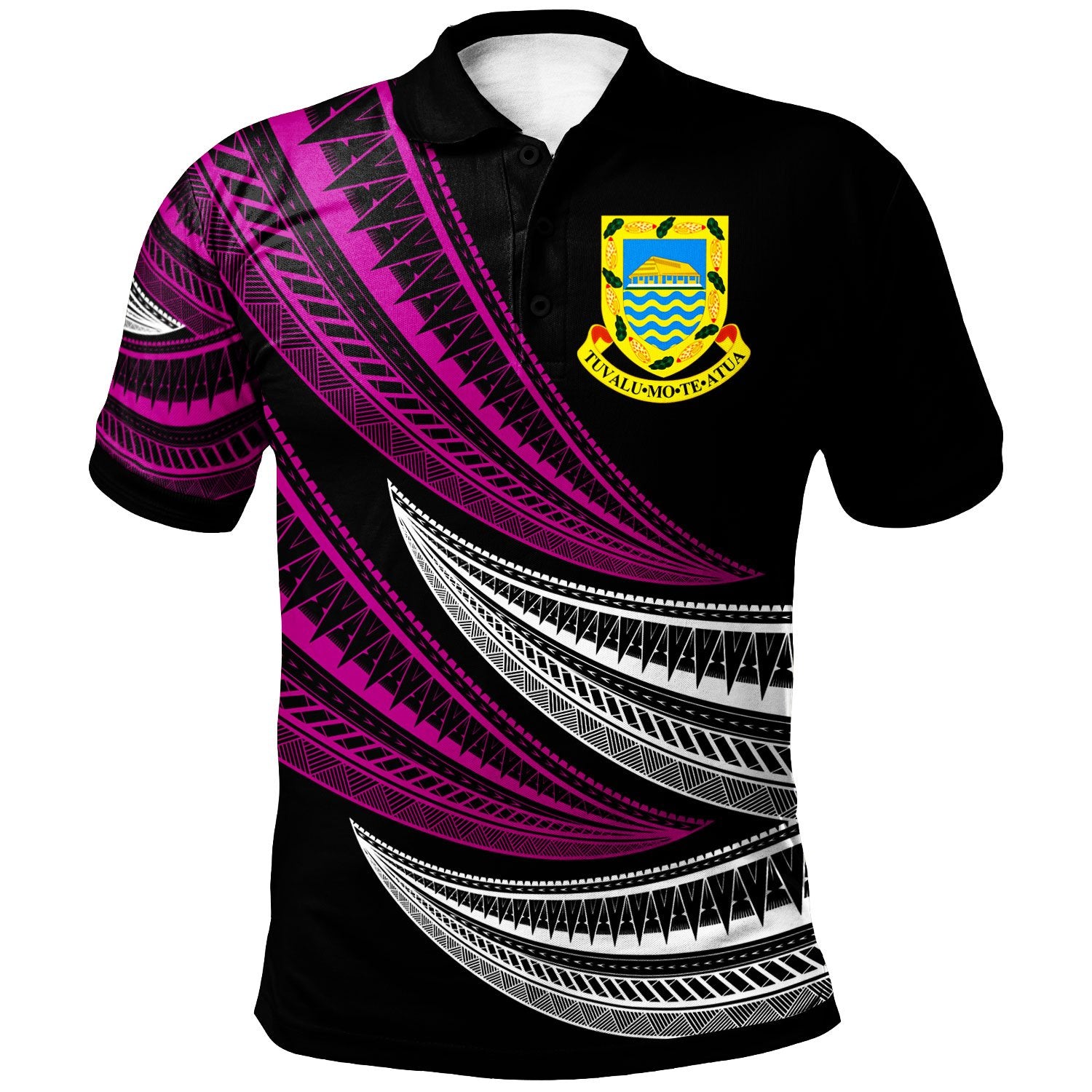 Tuvalu Custom Polo Shirt Wave Pattern Alternating Purple Color Unisex Purple - Polynesian Pride