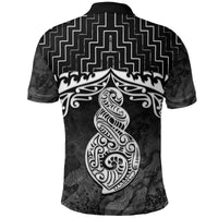 New Zealand Maori Polo Shirt, Poutama Maori Twist Golf Shirt Black - Polynesian Pride