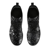 Celticone Women's Leather Boot - Black Astrology Map Pagan Boots - Polynesian Pride