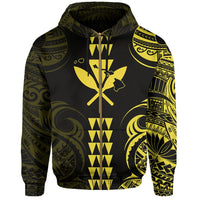 Kanaka Map Polynesian Kakau Hoodie (Zip up) Yellow - Polynesian Pride