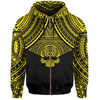 Polynesian Skull Hawaii Zip Hoodie Yellow Circle Style - Polynesian Pride