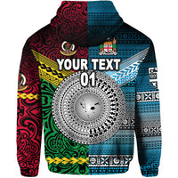 Custom Vanuatu Fiji Hoodie Together Blue, Custom Text and Number LT8 - Polynesian Pride