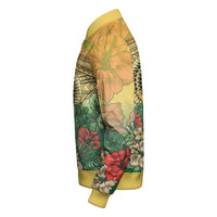 Vanuatu Polynesian Hibiscus Sleeve Zip Bomber Jacket LT10 - Polynesian Pride