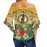 Vanuatu Polynesian Hibiscus Off Shoulder Wrap Waist Top LT10 - Polynesian Pride