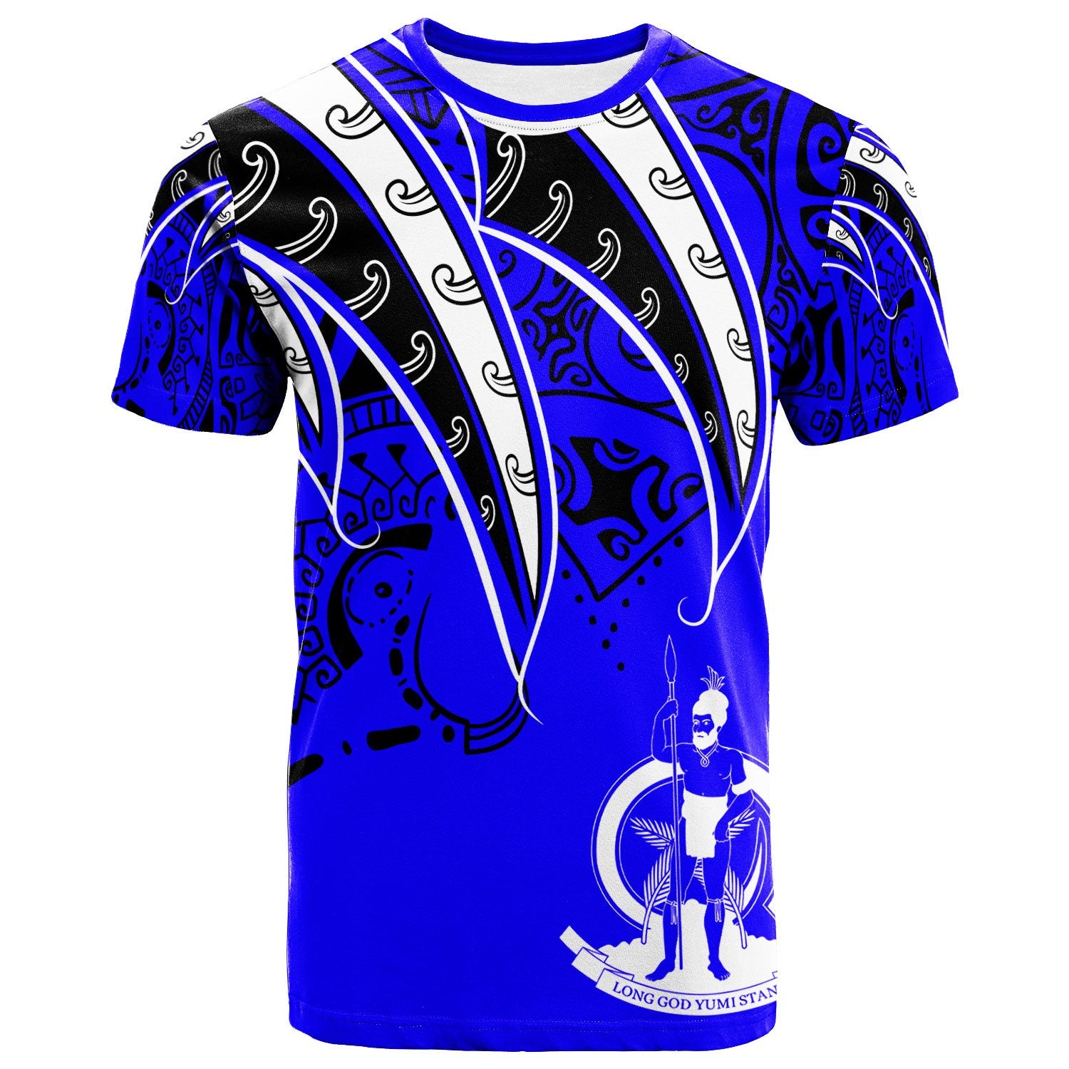 Vanuatu T Shirt Tropical Leaf Blue Color Unisex Blue - Polynesian Pride