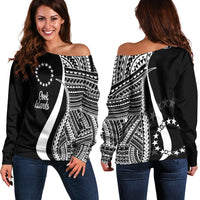 Cook Islands Women's Off Shoulder Sweater - White Polynesian Tentacle Tribal Pattern White - Polynesian Pride