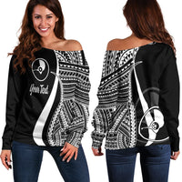 Yap Custom Personalised Women's Off Shoulder Sweater - White Polynesian Tentacle Tribal Pattern White - Polynesian Pride
