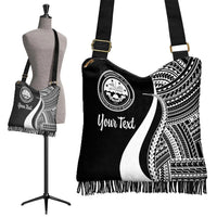 Federated States of Micronesia Custom Personalised Boho Handbag - White Polynesian Tentacle Tribal Pattern - Polynesian Pride