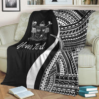 Fiji Custom Personalised Premium Blanket - White Polynesian Tentacle Tribal Pattern Crest - Polynesian Pride