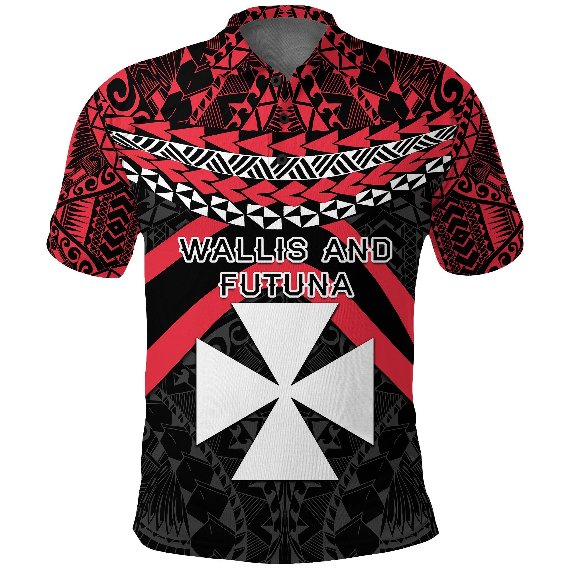Wallis and Futuna Polynesian Polo Shirt Vibes Version Unisex Red - Polynesian Pride