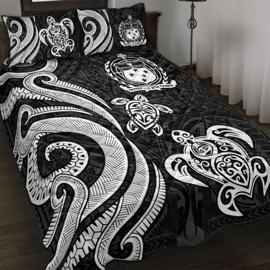 Samoa Quilt Bed Set - White Tentacle Turtle White - Polynesian Pride