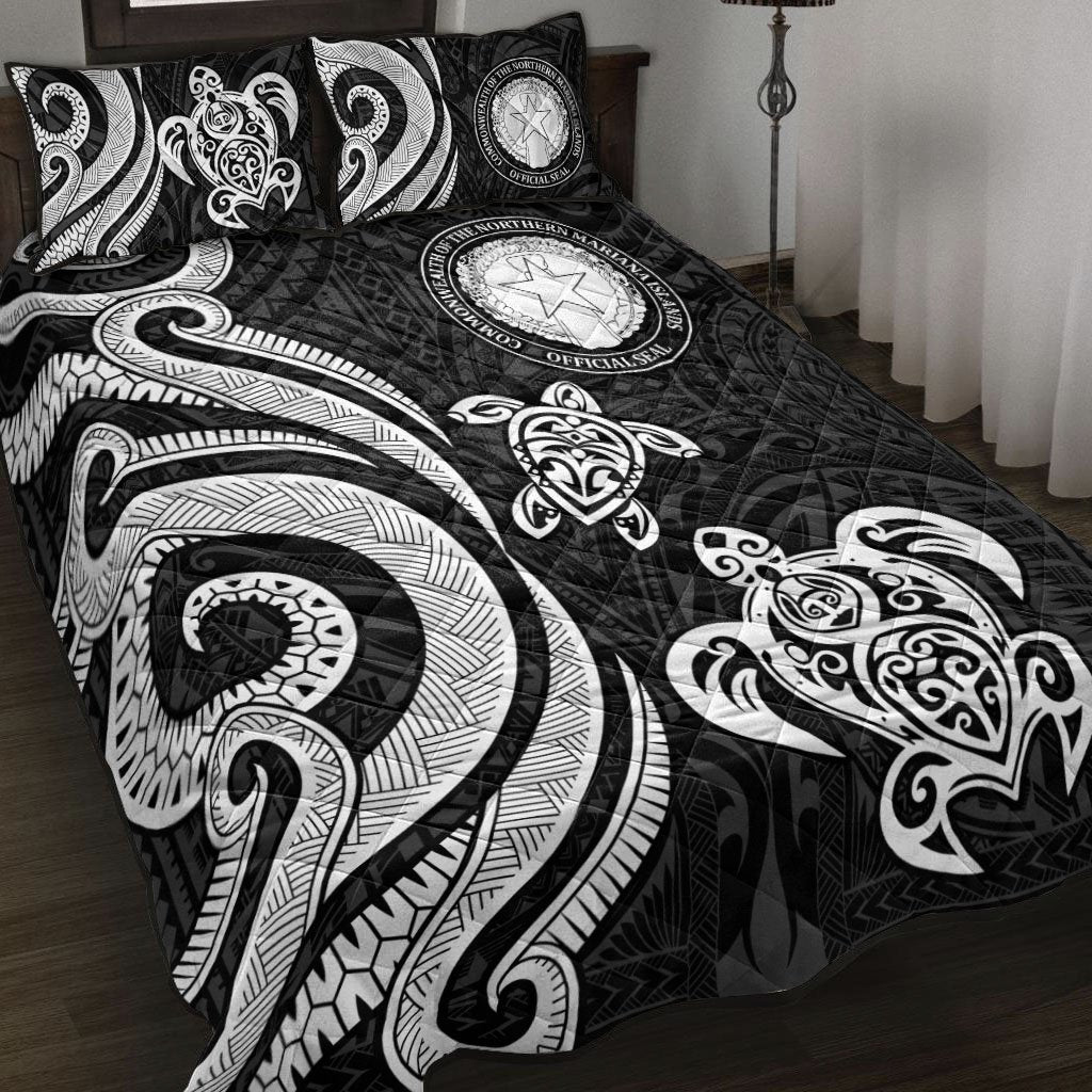 Northern Mariana Islands Quilt Bed Set - White Tentacle Turtle White - Polynesian Pride