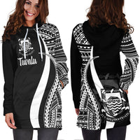 Tuvalu Women's Hoodie Dress - White Polynesian Tentacle Tribal Pattern - Polynesian Pride