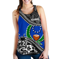 Pohnpei Women Racerback Tank Fall In The Wave K9 Blue - Polynesian Pride