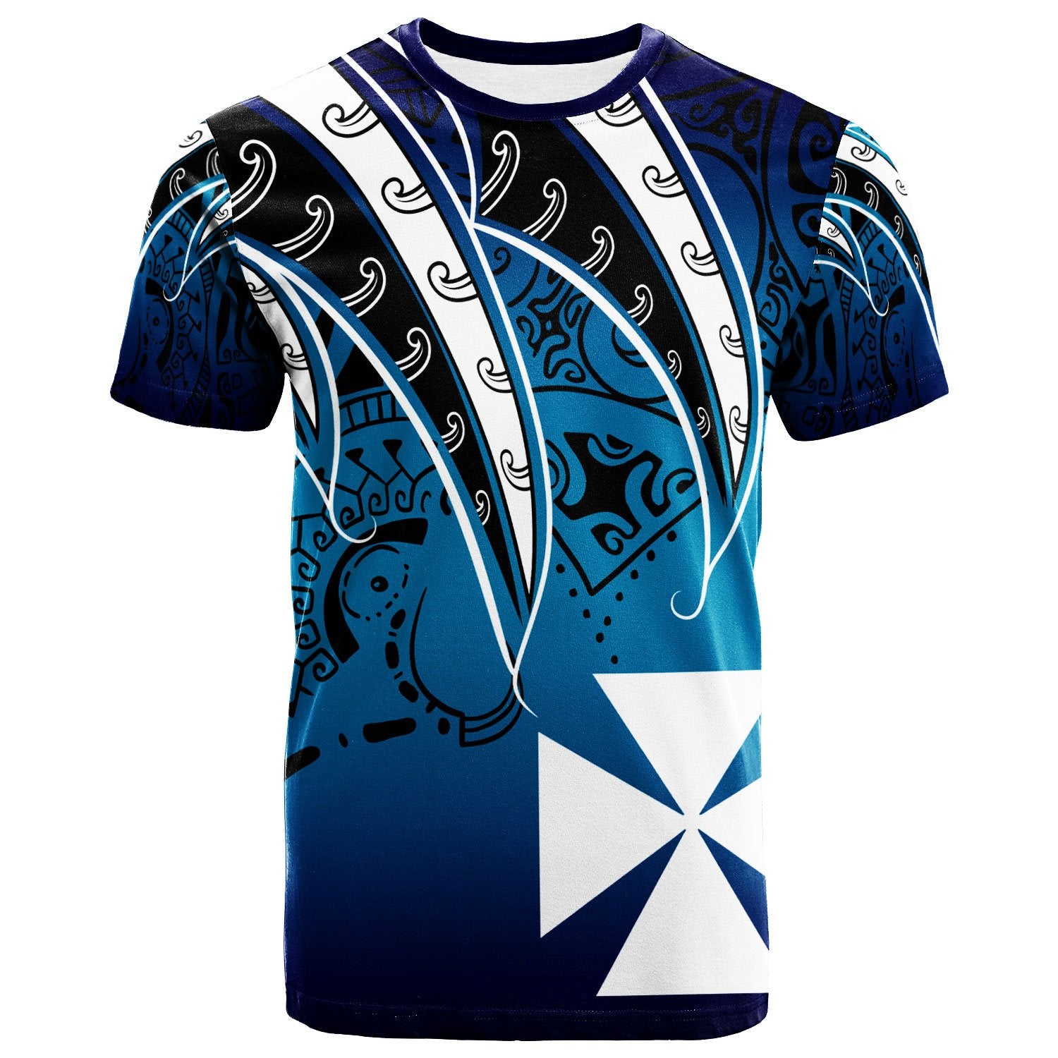 Wallis and Futuna T Shirt Tropical Leaf Blue Gradient Style Unisex Blue - Polynesian Pride