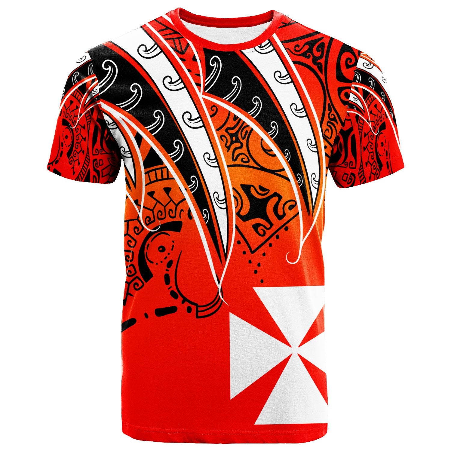 Wallis and Futuna T Shirt Tropical Leaf Red Gradient Style Unisex Red - Polynesian Pride