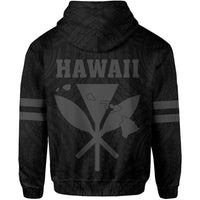 Polynesian King Kanaka Map Seal of Hawaii Zip Hoodie Gray - Polynesian Pride