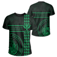 Hawaii Coat of Arms Kanaka Polynesian T Shirt Green Unisex Green - Polynesian Pride