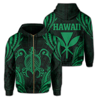 Polynesian Turtle Kanaka Maoli Hawaii Zip Hoodie Green Unisex Green - Polynesian Pride