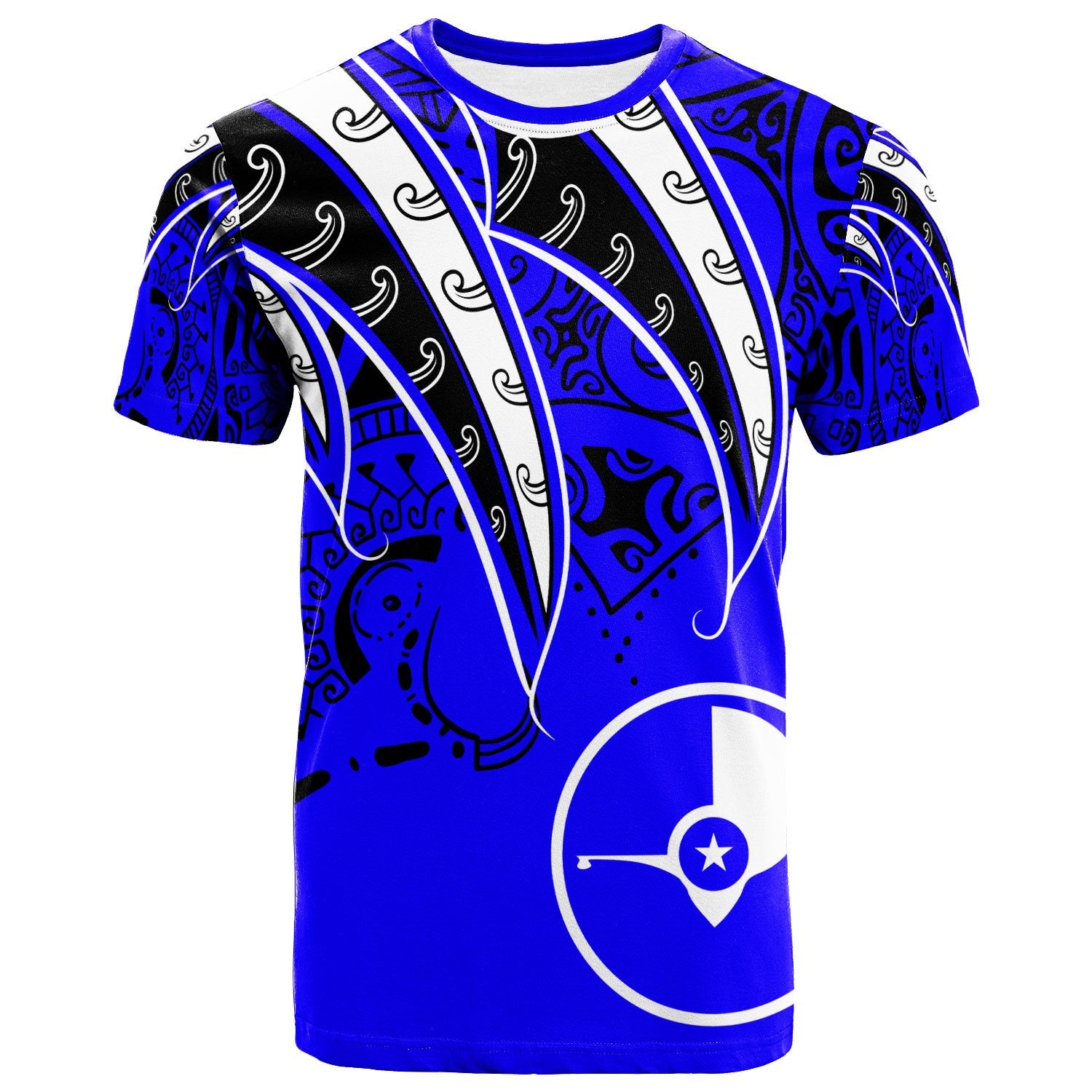 Yap T Shirt Tropical Leaf Blue Color Unisex Blue - Polynesian Pride