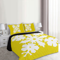 Hawaiian Royal Pattern Quilt Bed Set - Yellow - K1 Style - AH - Polynesian Pride