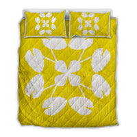Hawaiian Royal Pattern Quilt Bed Set - Yellow - D3 Style Yellow - Polynesian Pride