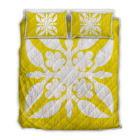 Hawaiian Royal Pattern Quilt Bed Set - Yellow - G1 Style - AH Yellow - Polynesian Pride