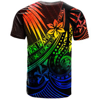 Fiji T Shirt The Flow of The Ocean Rainbow Color - Polynesian Pride