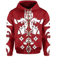 Tonga Polynesian All Over Zip Hoodie Unisex Red - Polynesian Pride
