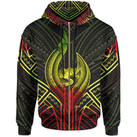 Guam Zip Hoodie Guam Seal Chamorro Tribal Reggae Color Unisex Black - Polynesian Pride