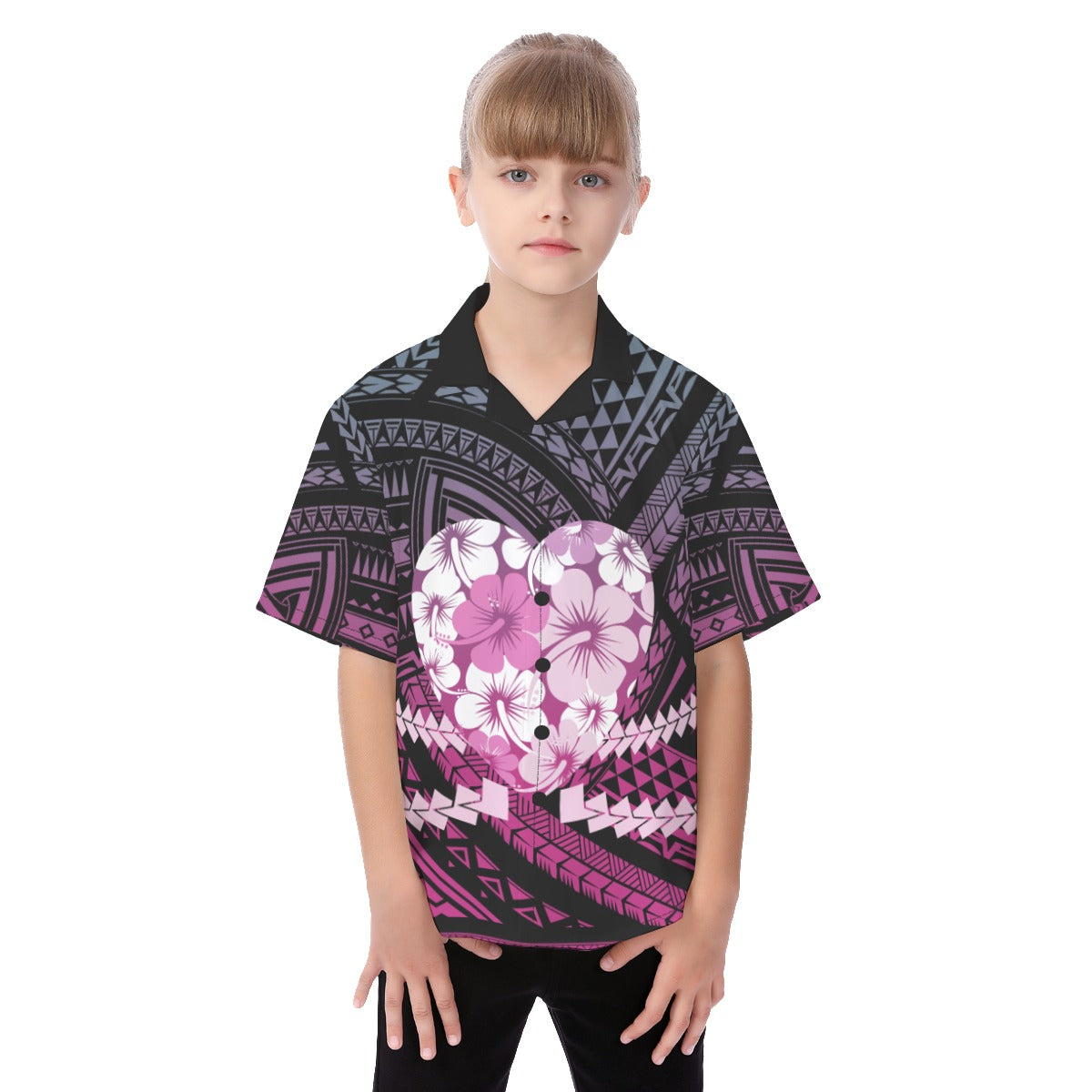 Hawaii Hibiscus Flowers Hawaiian Outfits Polynesian Hawaiian Shirt KID Blue Style RLT7 Kid Blue - Polynesian Pride