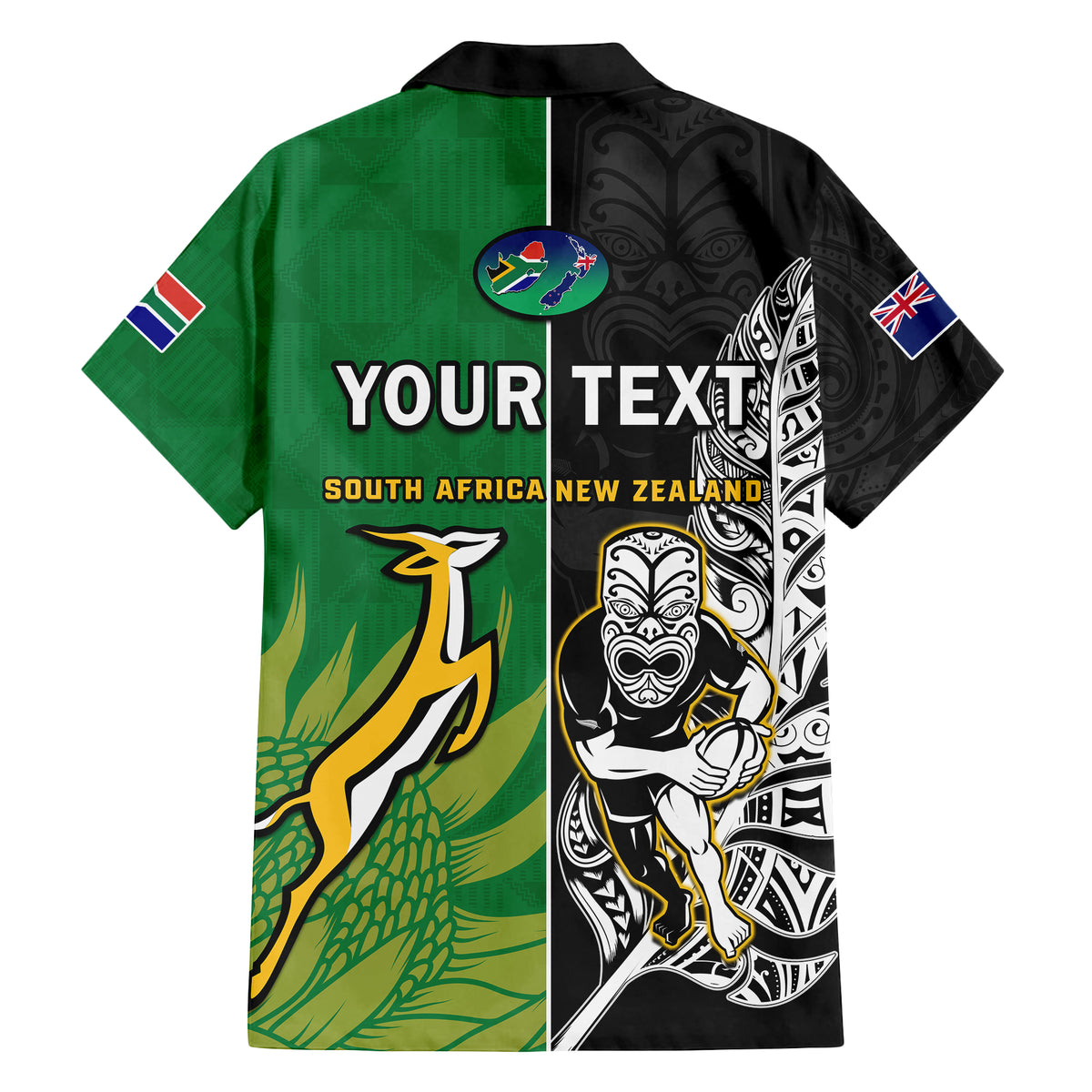 (Custom Personalised) New Zealand And South Africa Rugby Hawaiian Shirt All Black Maori Mix Springboks LT14 - Polynesian Pride