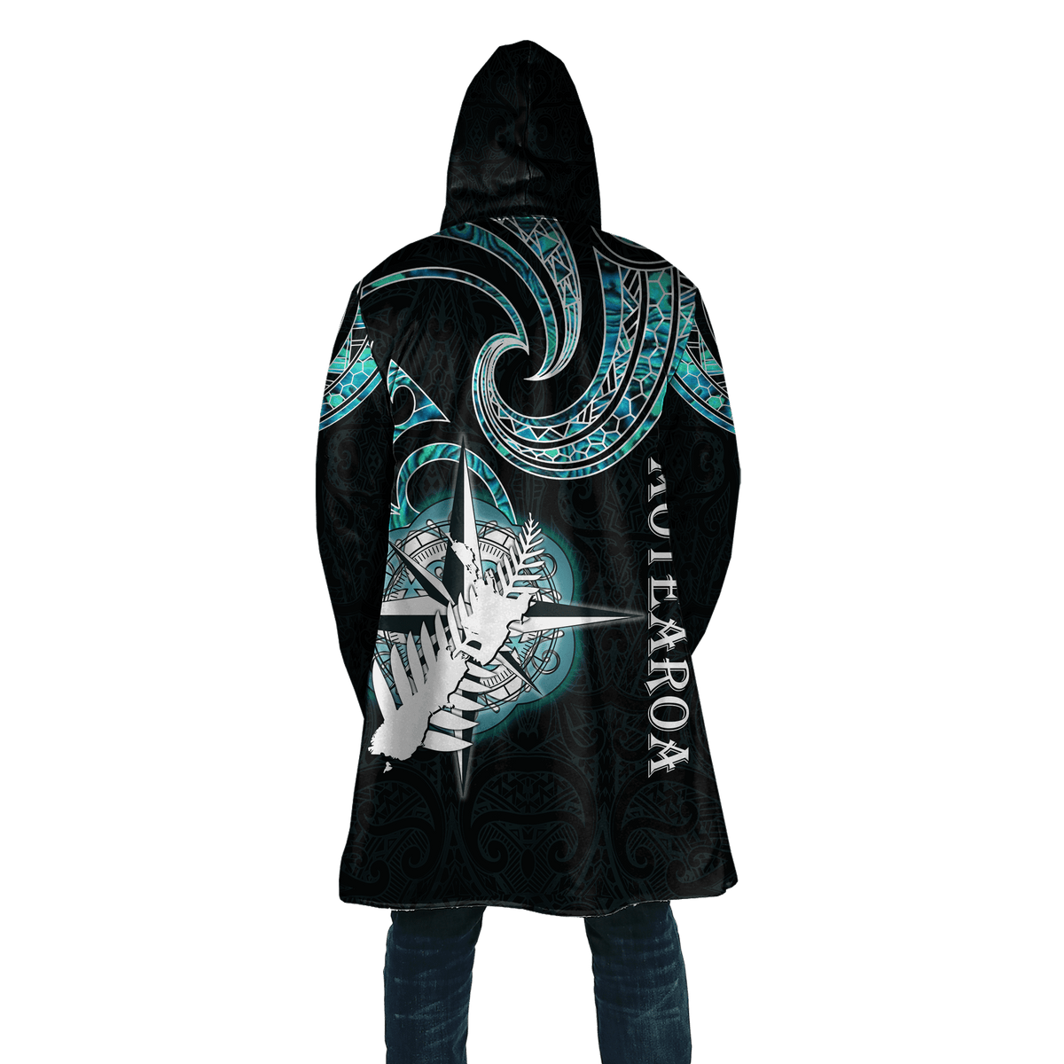 Aotearoa New Zealand Maori Shell Compass Kiwi And Manaia Printed Cloak - Polynesian Pride
