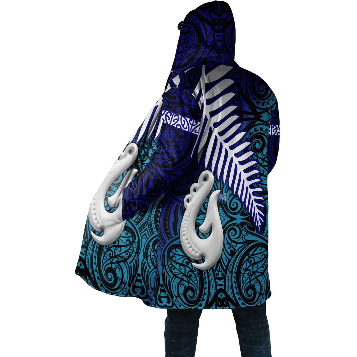 Aotearoa New Zealand Maori Fern Fish Hook Cloak For Men and Women - Polynesian Pride