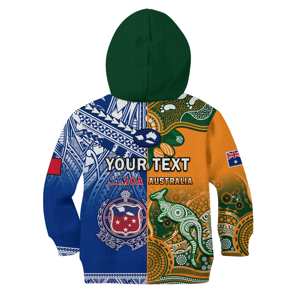 (Custom Personalised) Australia Wallabies And Toa Samoa Rugby Hoodie KID Aboriginal Mix Polynesian LT14 - Polynesian Pride