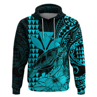 Kakau Polynesian Tribal Hawaiian Turtle with Kanaka Maoli Teal Hoodie LT9 - Polynesian Pride