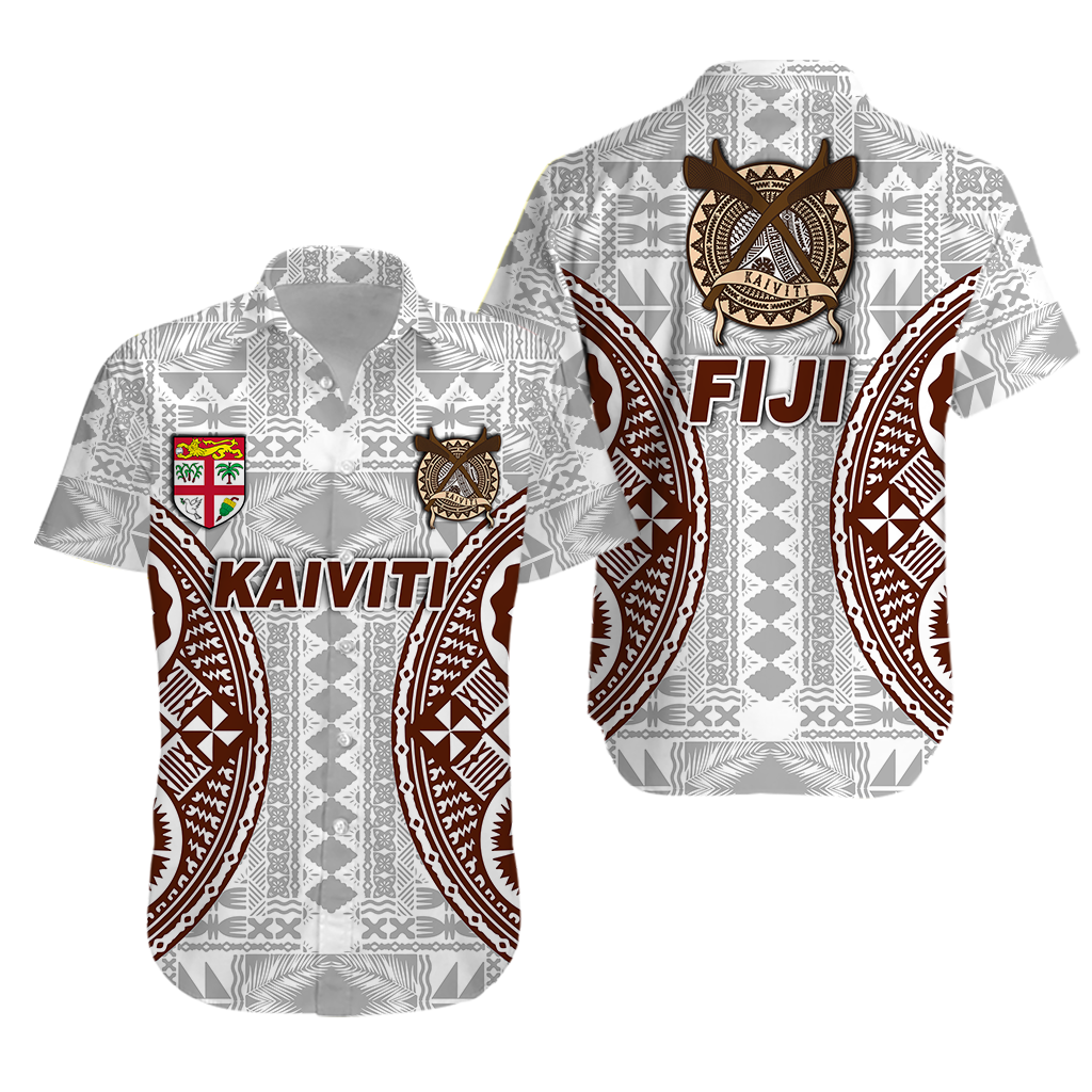 Fiji Kaiviti Tapa Pattern Hawaiian Shirt - LT12 White - Polynesian Pride